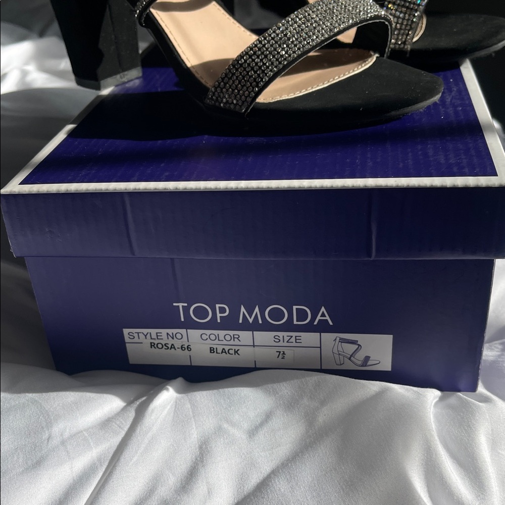 TOP Moda Black Rhinestone Heels - Picture 4 of 4